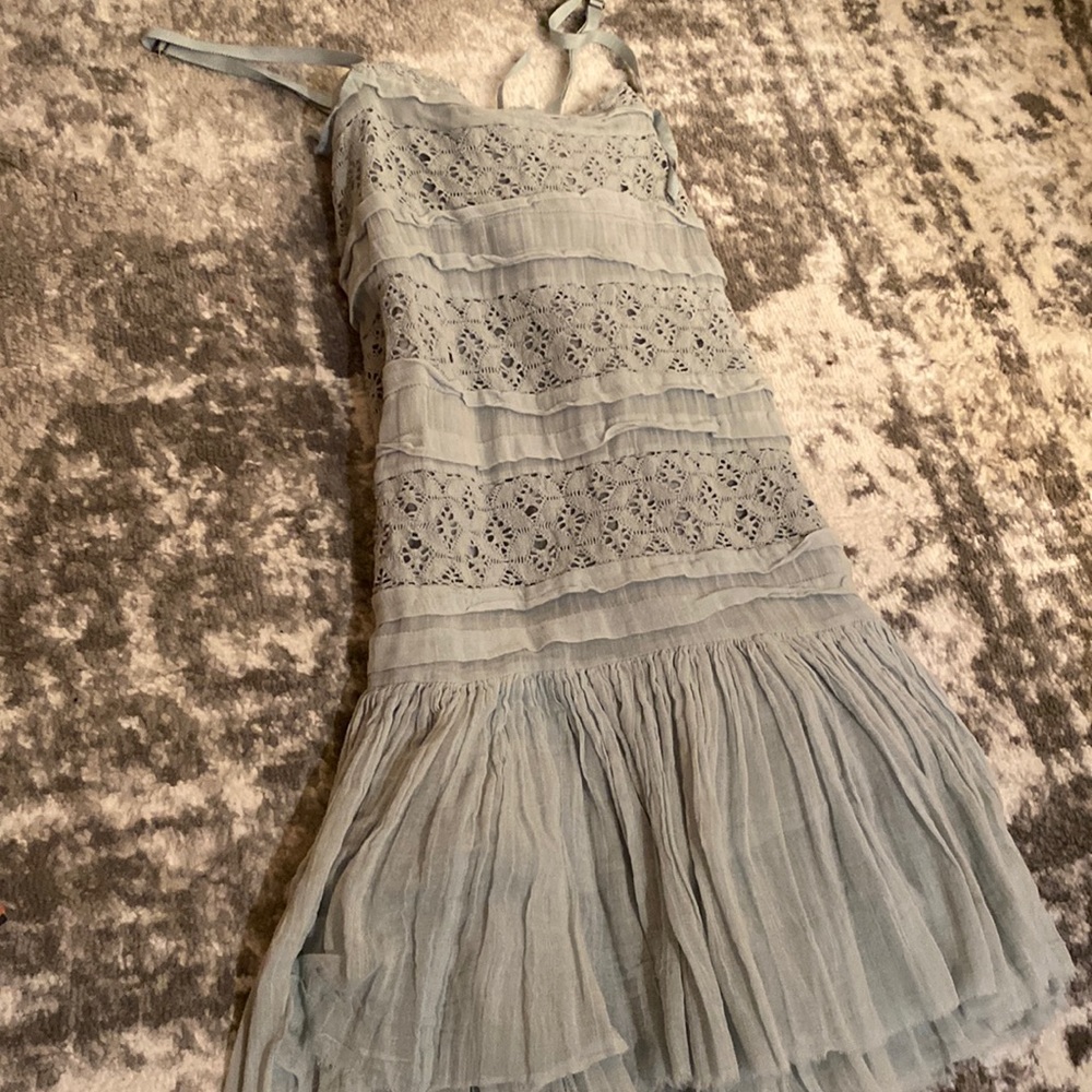 Free People XS blue swing dress with lace